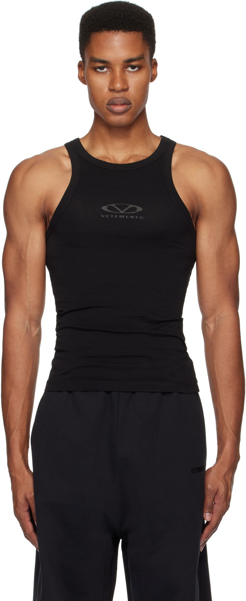 Majica bez rukava VETEMENTS Oval Logo Tank Top Crna | UA66TO600BB
