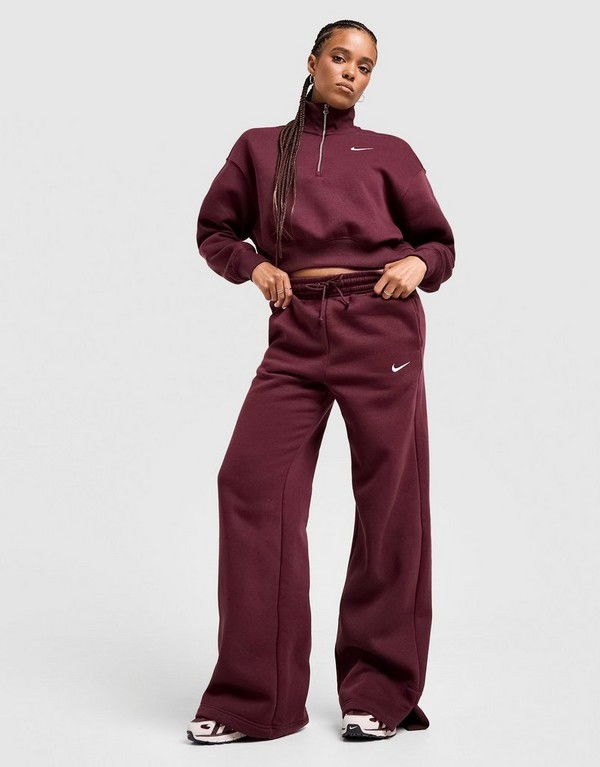 Trenirka Nike Nike Sportswear Phoenix Fleece High Rise Wide 2 Pants Tamnocrvena | IH1011-652
