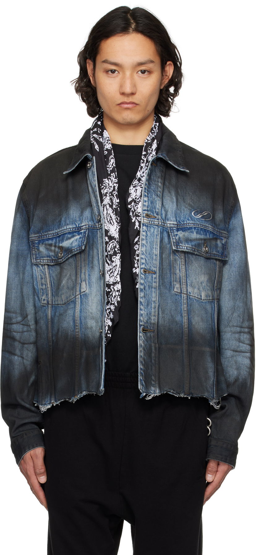 Jakna We11done We11done Sprayed Sporty Selldone Denim Jacket Plava | WD-DJ1-25-308-U-BL