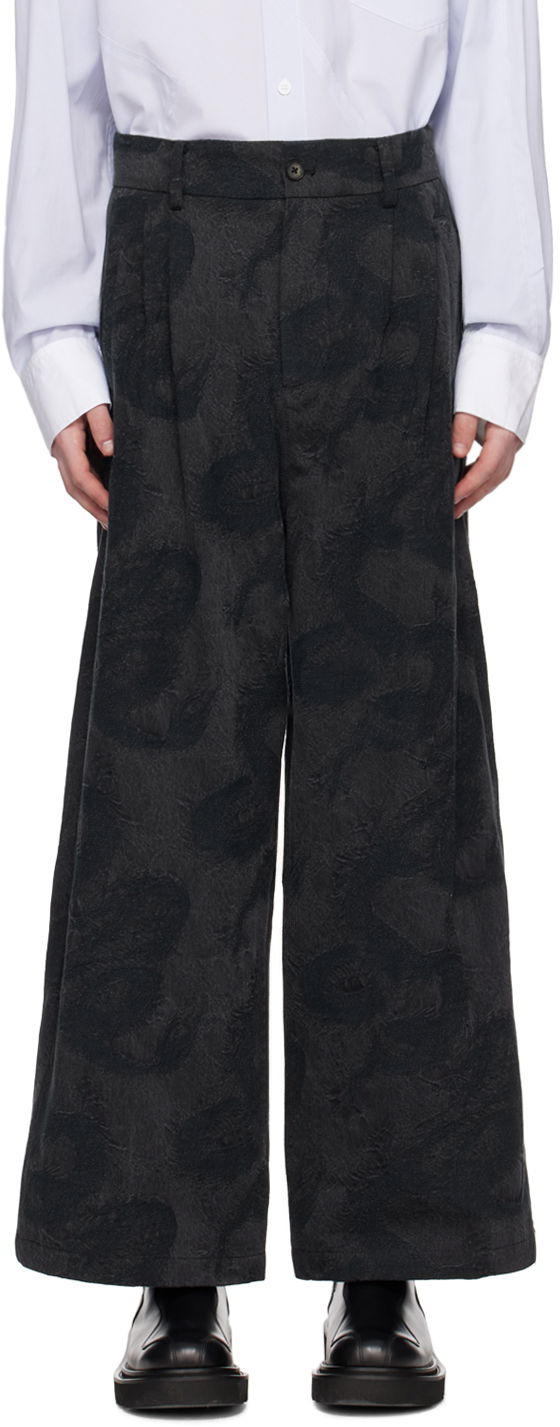 Hlače Feng Chen Wang Feng Chen Wang Dragon Print Wide-Leg Trousers Crna | FUS17TR13