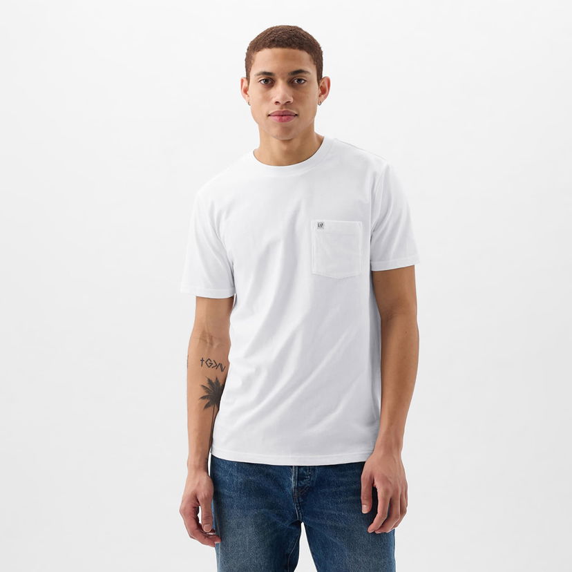 Majica kratkih rukava GAP Pocket Micro Logo Tee Optic White V6 Bijela | 857901-04