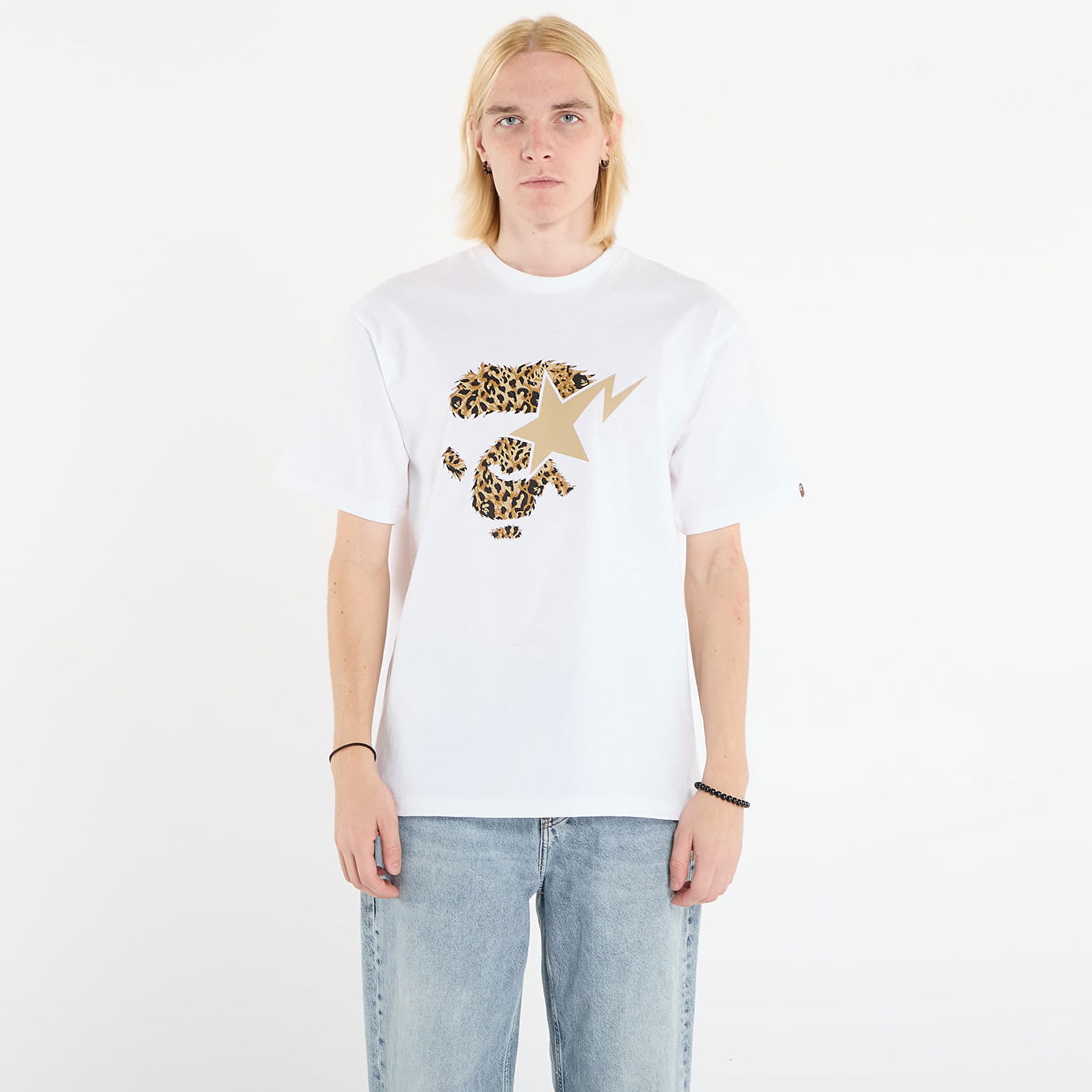 Majica kratkih rukava BAPE T-Shirt Wild Leopard Pattern Ape Face Sta XL Bijela | 001TEL801042MWHT, 0