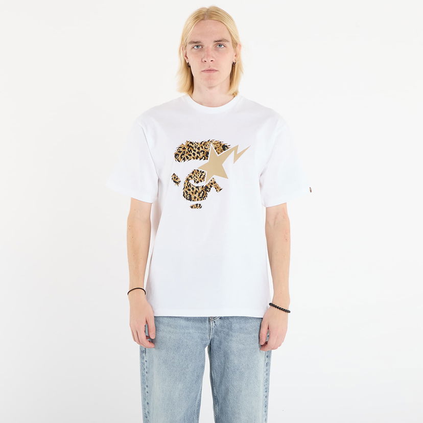 Majica kratkih rukava BAPE T-Shirt Wild Leopard Pattern Ape Face Sta XL Bijela | 001TEL801042MWHT
