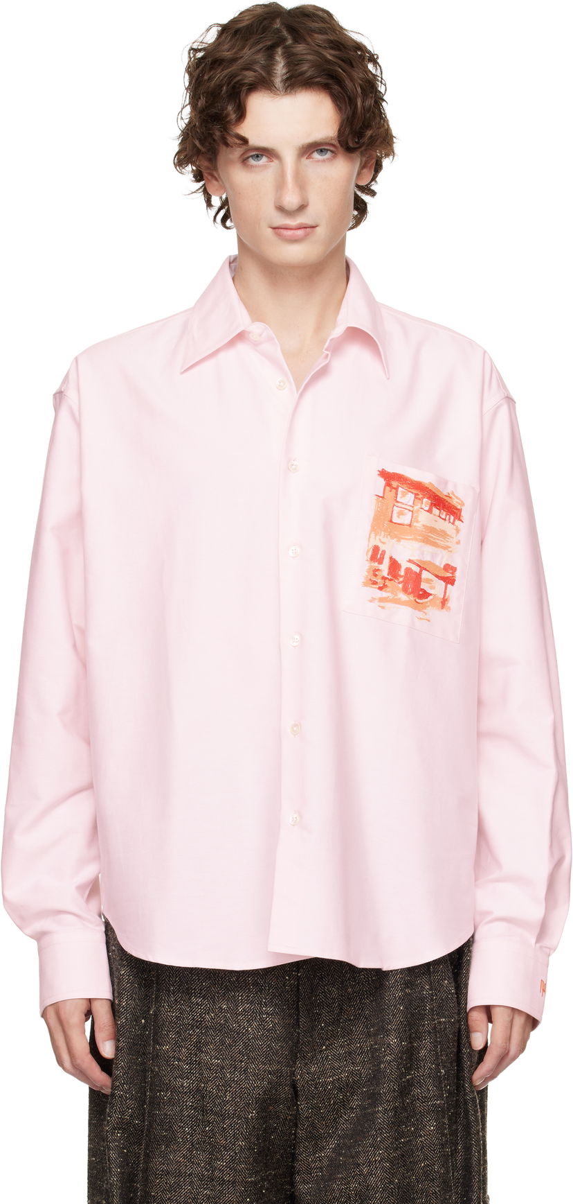 Košulja JW Anderson JW Anderson Café Scene Embroidery Shirt Ružičasta | SH0372-PG1140
