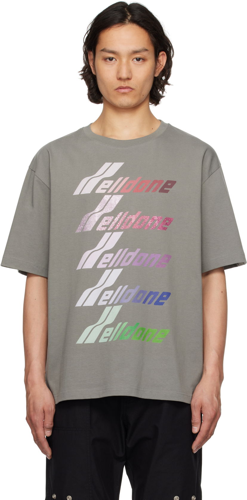 Majica kratkih rukava We11done We11done Multi-Logo T-Shirt Siva | WD-TT1-25-764-U-GY