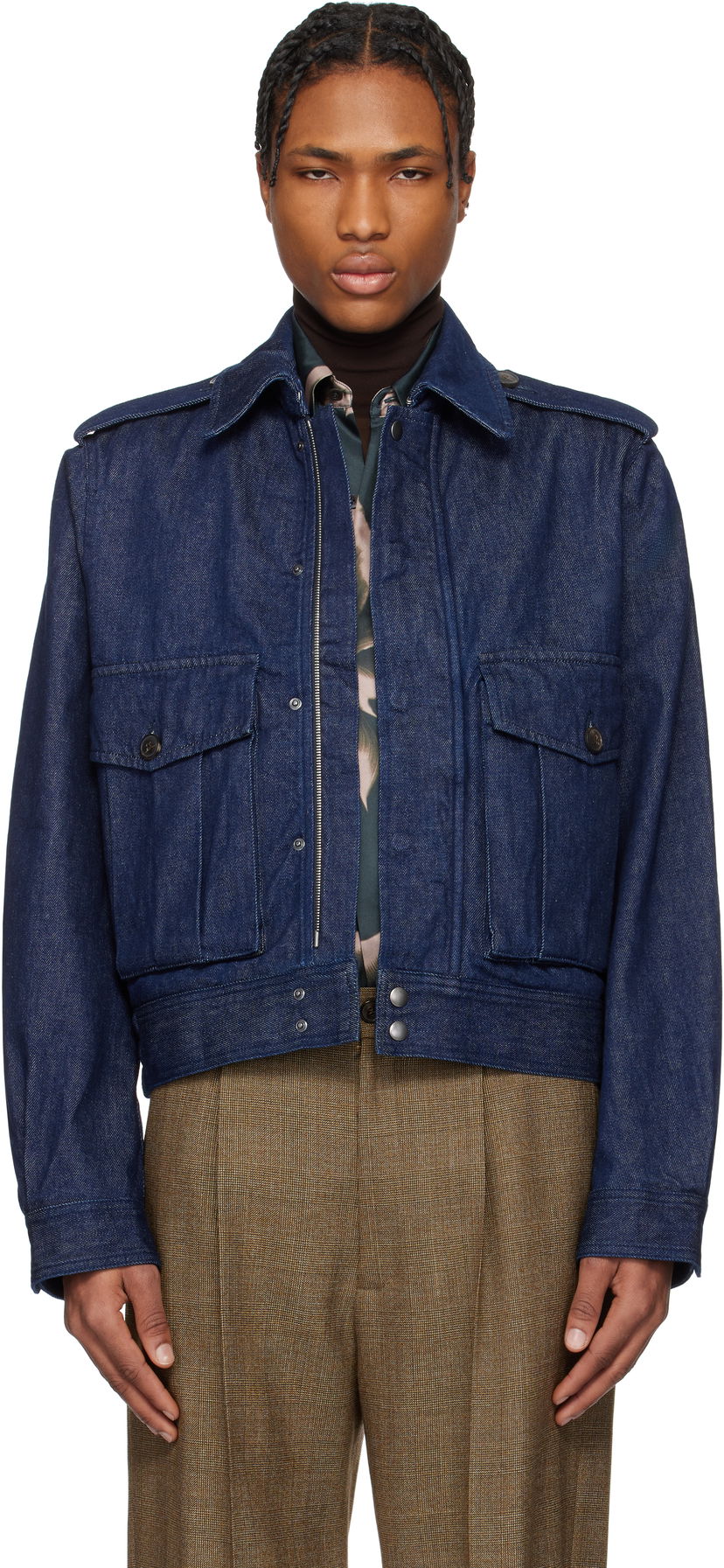 Bomber jakna Dries Van Noten Dries Van Noten Cropped Denim Jacket Plava | 251-020533-1562
