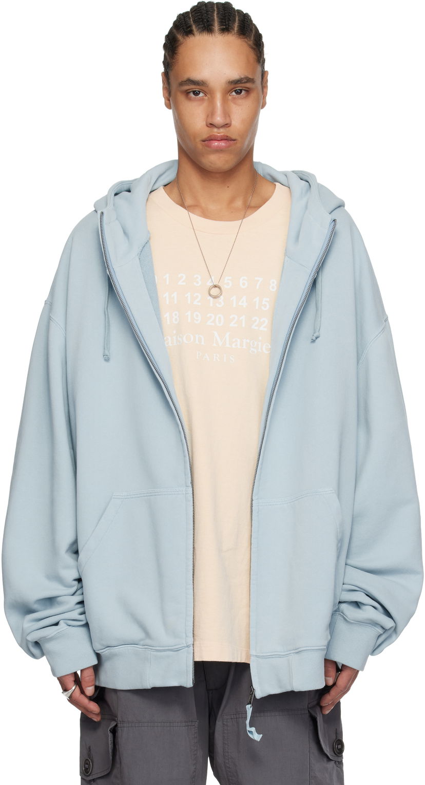 Dukserice Maison Margiela Maison Margiela Embroidered Logo Zip-Up Hoodie Plava | S50HG0047 M25017