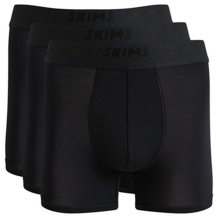Bokserice SKIMS Stretch Boxer Briefs 3" - 3-Pack Crna | BO-BBR-5628M-OB