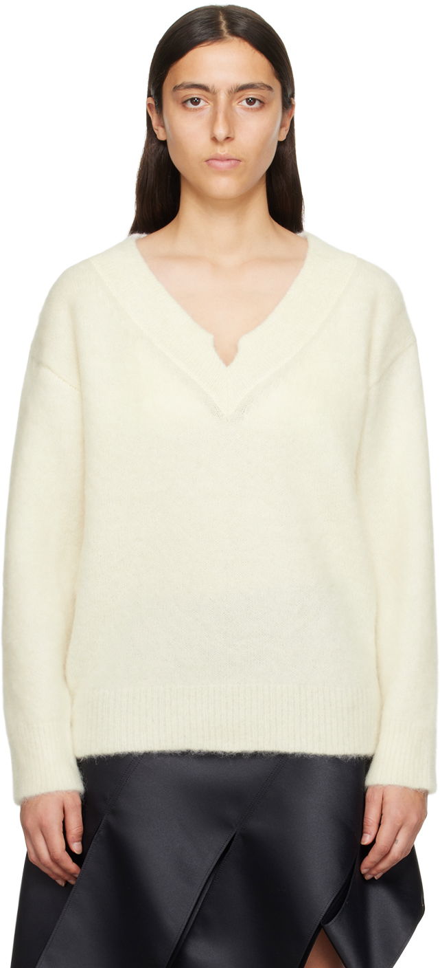 Džemper We11done We11done V-Neck Sweater Bijela | WD-KT3-23-658-W-IV
