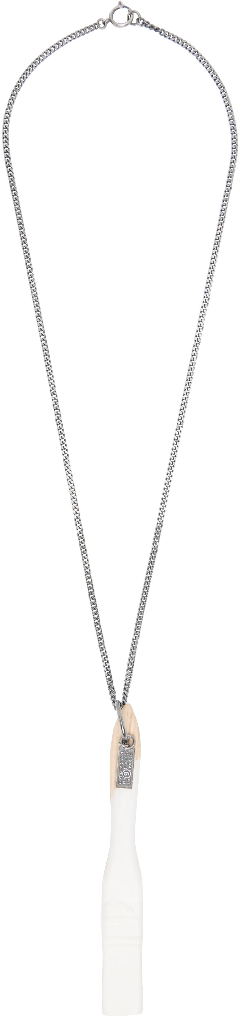 Ogrlica Maison Margiela MM6 Maison Margiela Paint Brush Pendant Curb Chain Necklace Bijela | SM7UU0075 P7352
