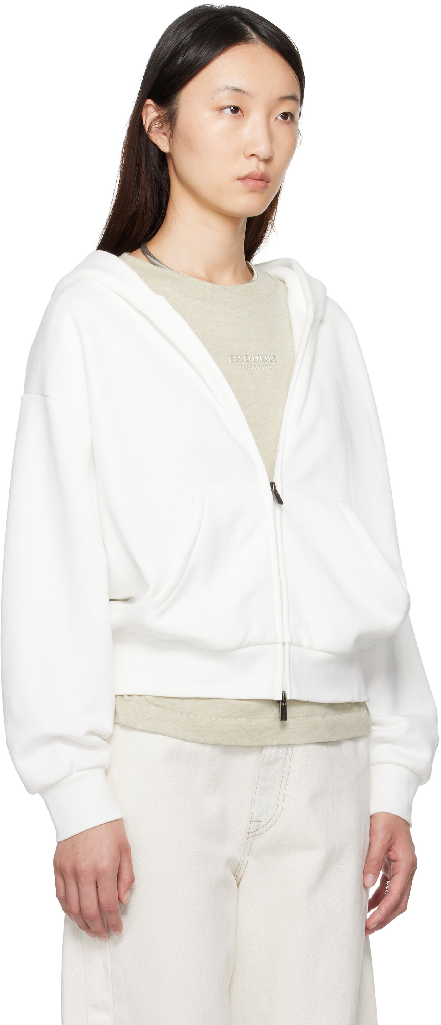 Dukserice Fear of God Fear of God ESSENTIALS Classic Fit Zip-Up Hoodie Bijela | 192SP255094FW, 1