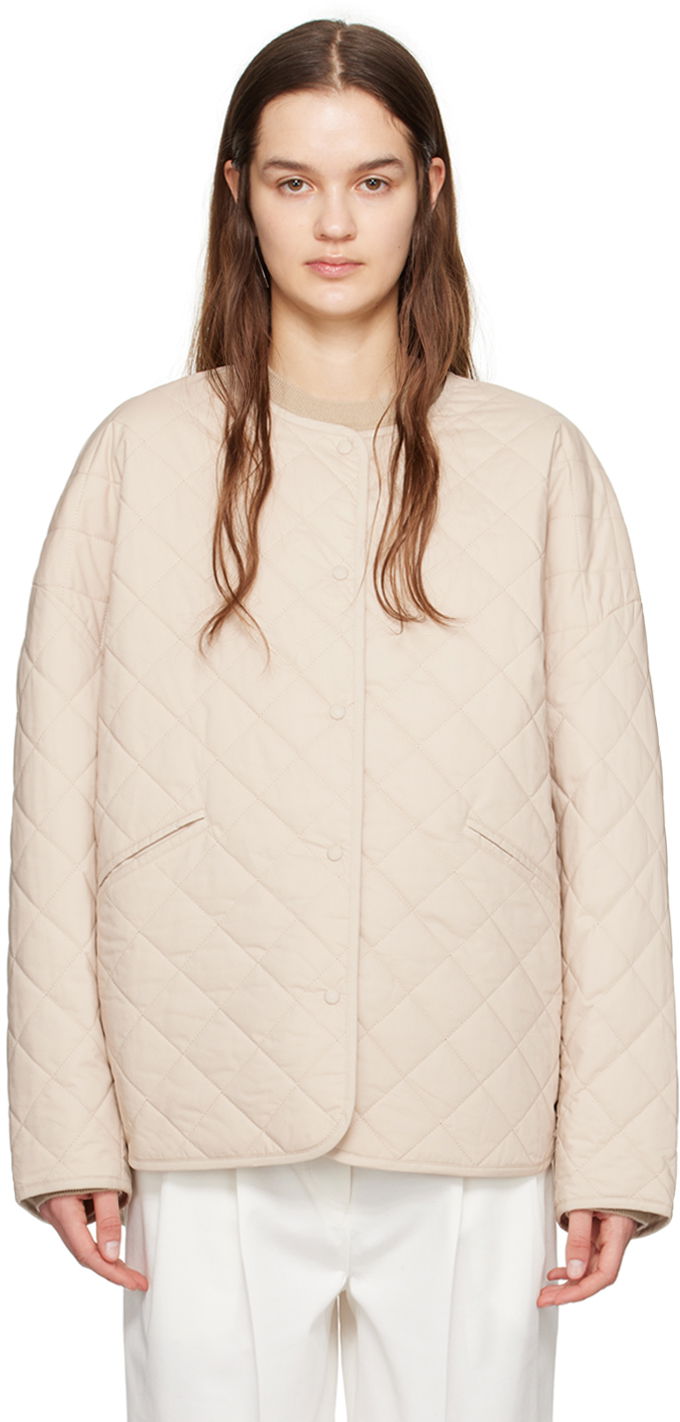Pernata jakna TOTEME TOTEME Quilted Snap Button Jacket Bež | 241-WRO1116-FB0157