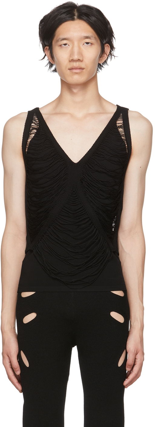 Majica bez rukava Dion Lee Dion Lee Net Distressed Tank Top Crna | C7080P22