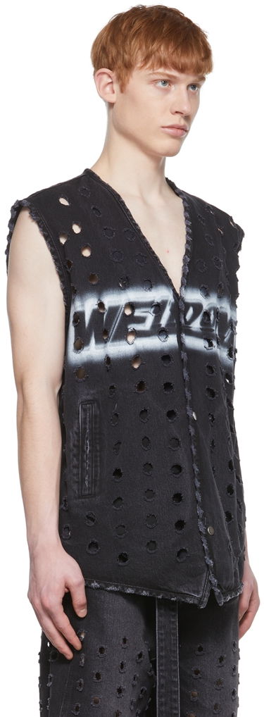 Prsluk We11done Distressed Denim Vest Crna | WD-DV1-22-361-M-WB, 1