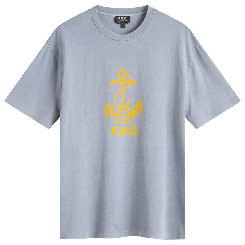 Majica kratkih rukava A.P.C. Men's Davy Anchor Print T-Shirt, Size Small Plava | COHBS-H26518-IAC