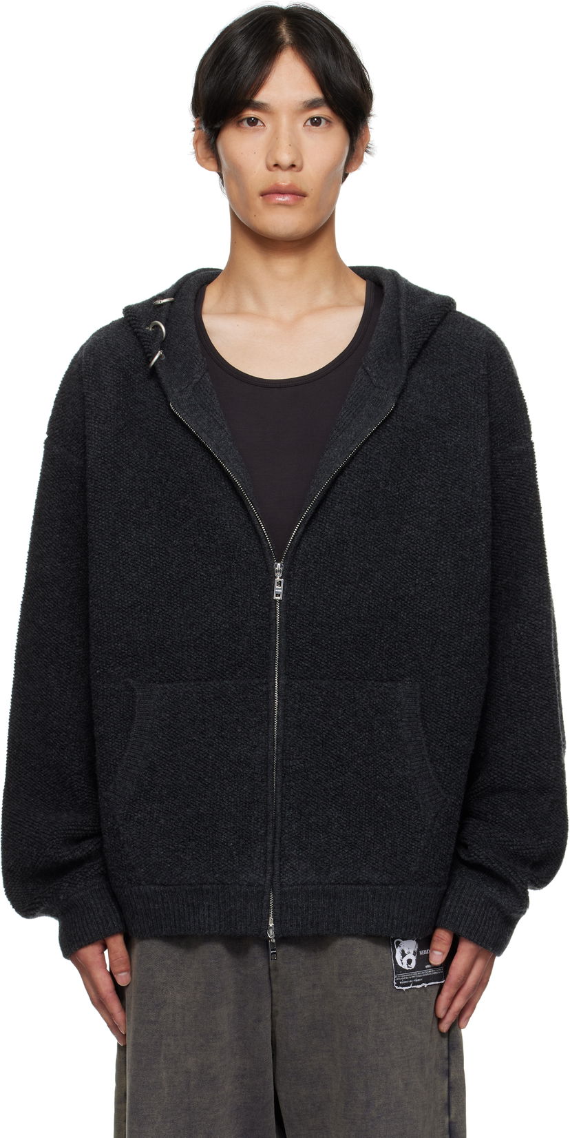 Dukserice We11done We11done Bouclé Zip-Up Hoodie Siva | WD-KJ2-25-642-M-CH