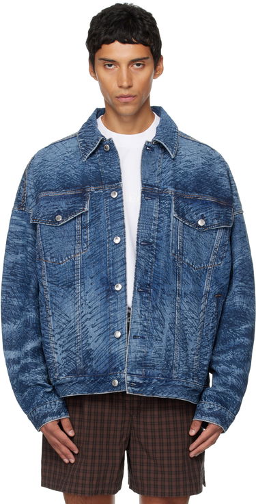 Jakna Alexander Wang Alexander Wang Graffiti Oversized Denim Trucker Jacket Plava | 6DC3252831, 0