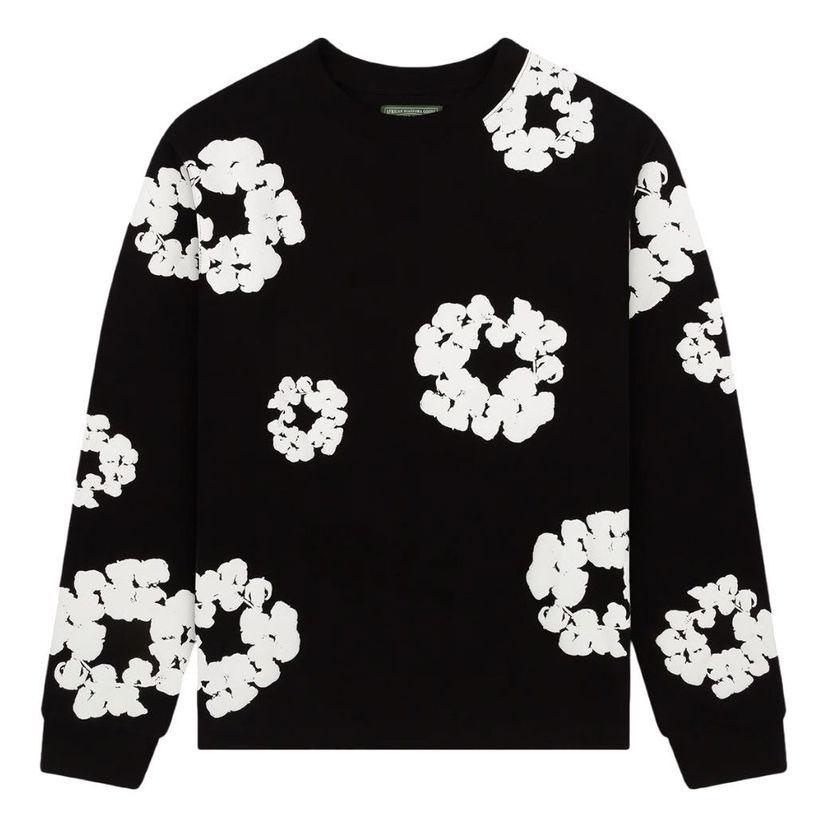 Dukserice Denim Tears Denim Tears Wreath Print Long Sleeve T-Shirt Crna | DT-058