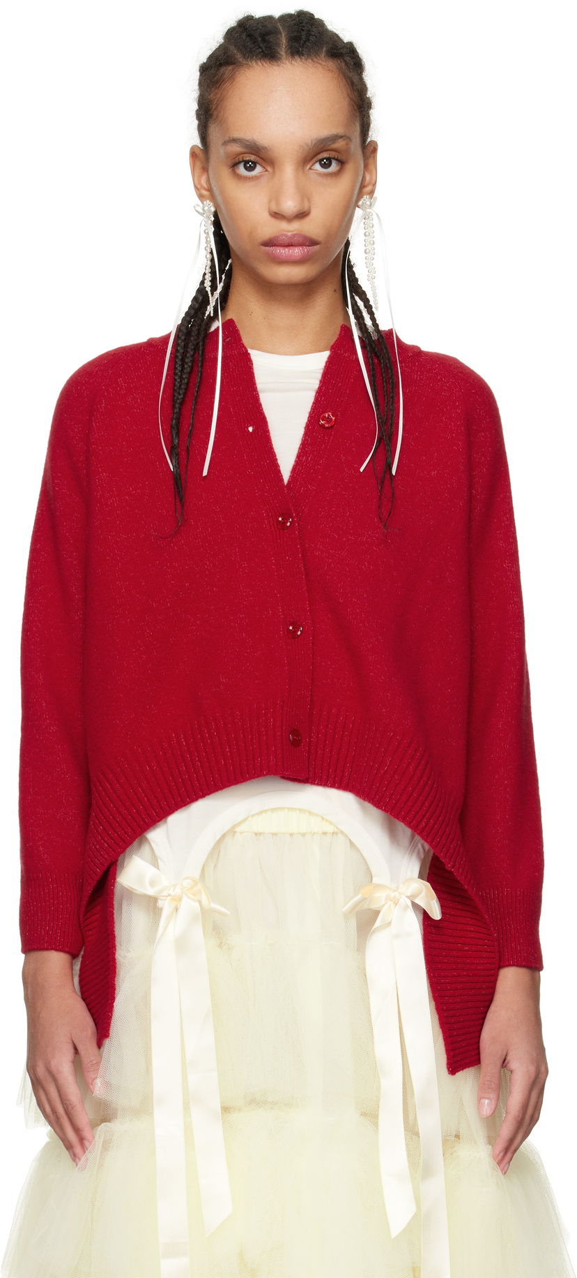 Džemper Simone Rocha Simone Rocha Open Back Cardigan Crvena | LMK7 0660