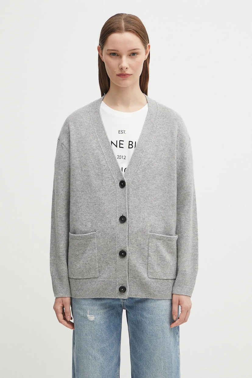 Džemper Anine Bing Anine Bing Jackson Cashmere Cardigan Siva | A.09.10222
