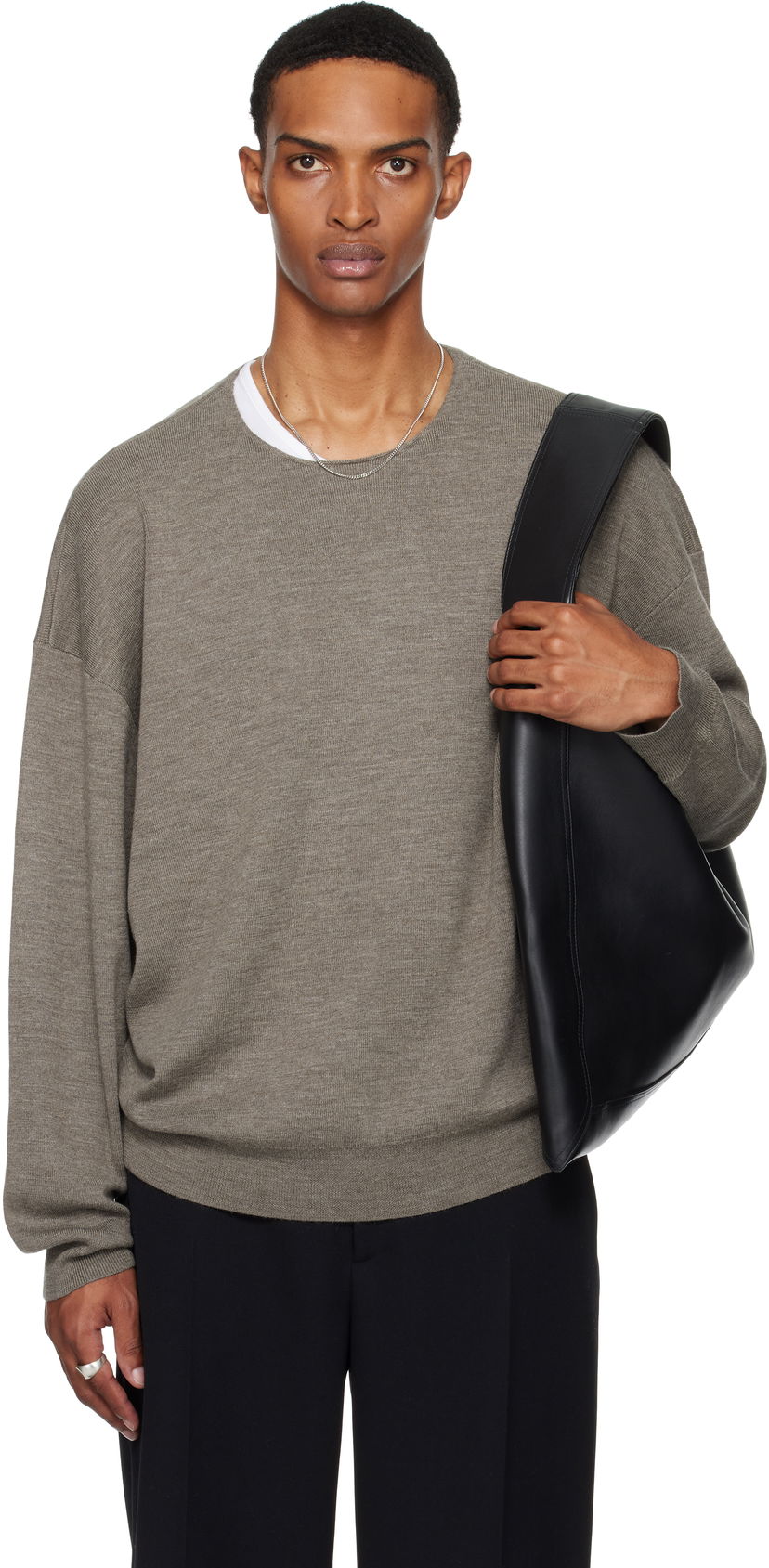 Džemper Fear of God Fear of God ESSENTIALS Merino Long Sleeve Crewneck Sweater Siva | 192SP256493F