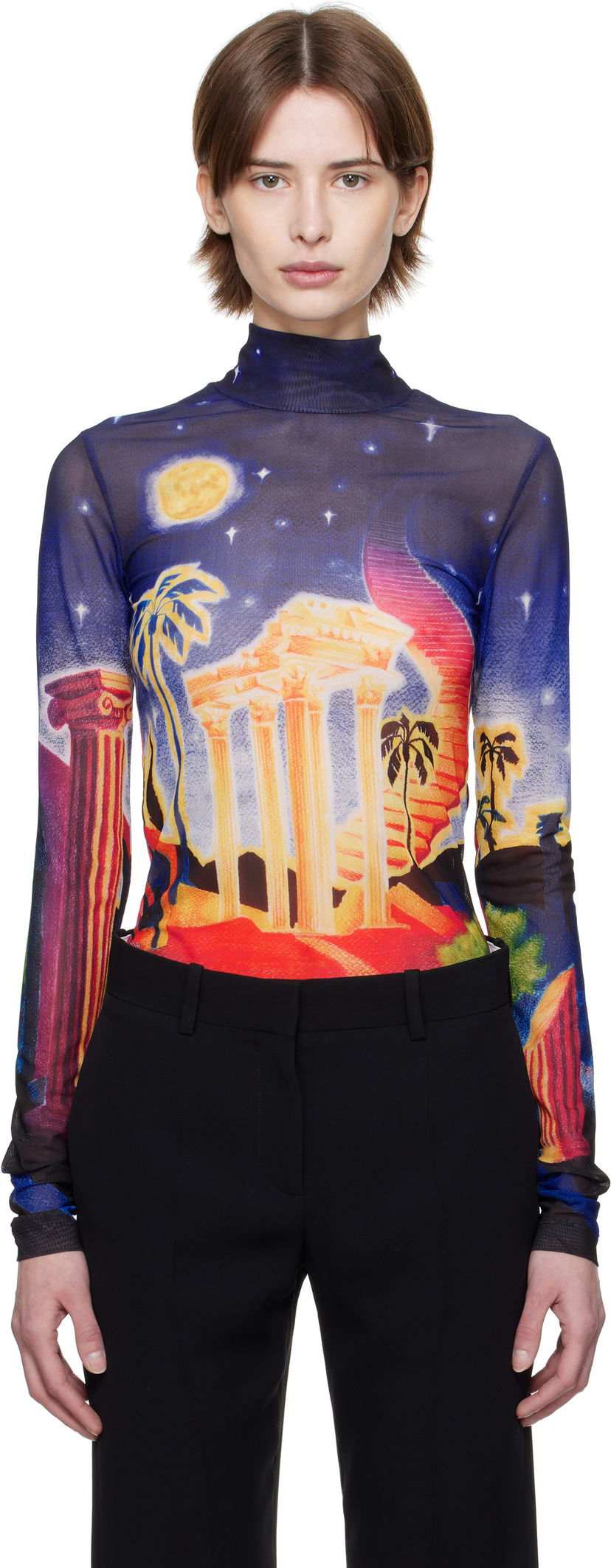 Džemper Casablanca Casablanca Midnight Acropolis Mesh Turtleneck Top Višebojno | WPS25-JTP-028-01