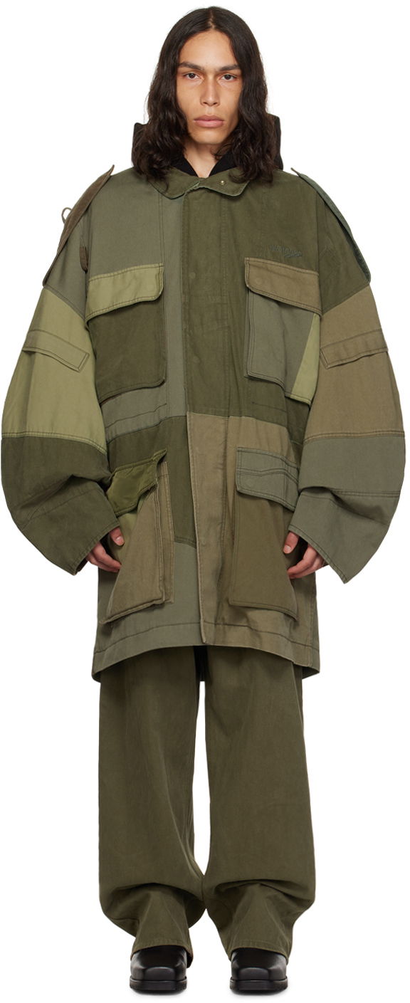 Parka We11done Paneled Jacket Zelena | WD-JP3-23-149-U-KK