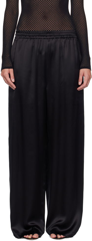 Hlače WARDROBE.NYC WARDROBE.NYC Satin Pajama Trousers Crna | W2242F25SE, 0