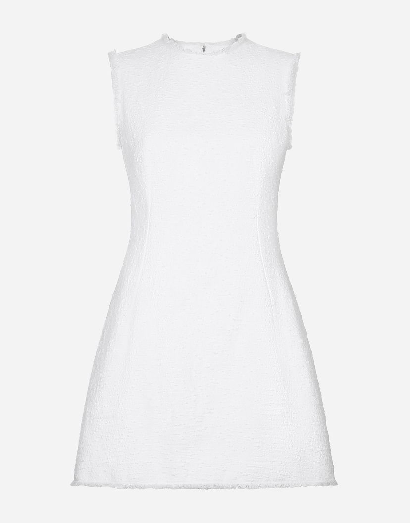 Haljina Dolce & Gabbana Short Cotton Tweed Dress Bijela | F6JKDTHUMT9W0800