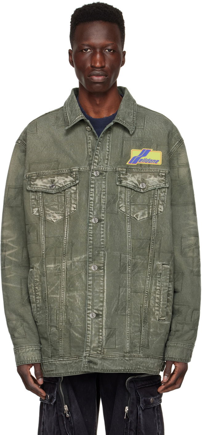 Jakna We11done We11done Jacquard Logo Denim Jacket Zelena | WD-DJ1-22-366-U-KK