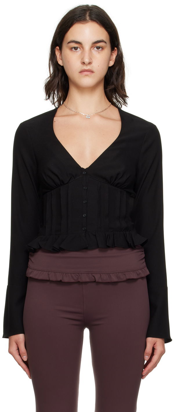 Košulja GUIZIO Guizio Cheri Ruffle Blouse Crna | F23108W016