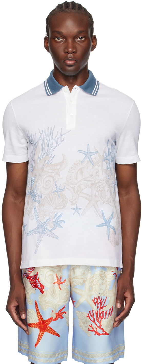 Odjeća Versace White Barocco Sea Polo Bijela | 1013906_1A11303