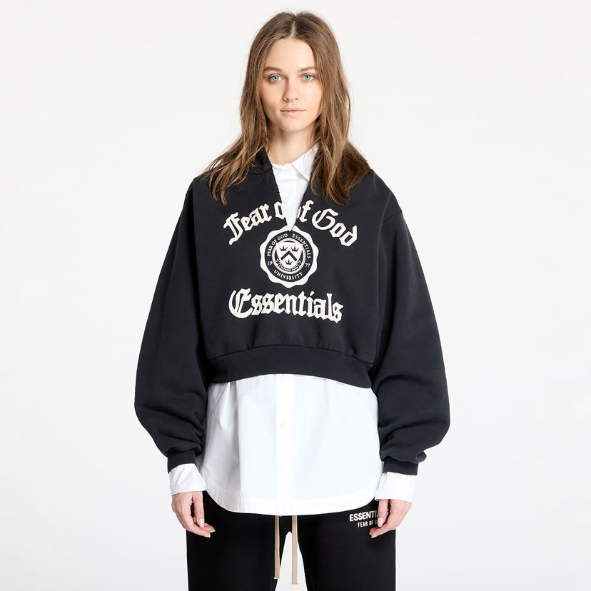 Dukserice Fear of God Heavy Fleece Cropped V-Neck Hoodie Crna | 192HO245590FW-001