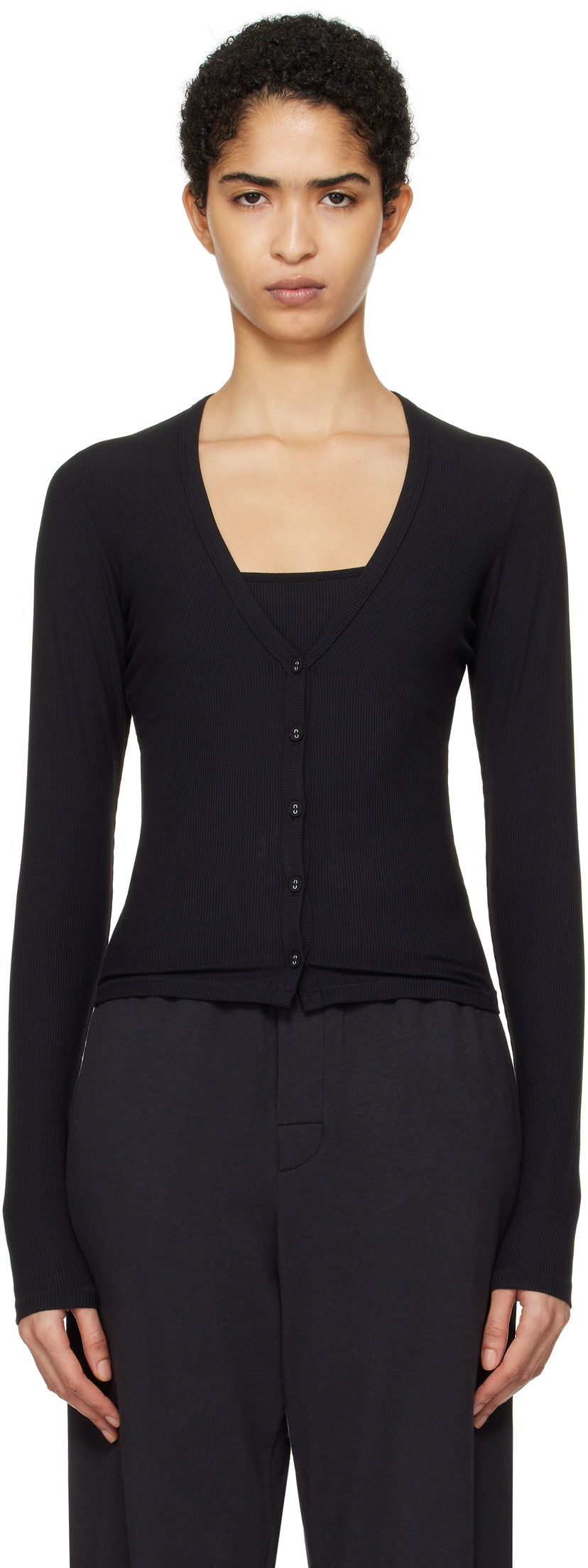 Džemper SKIMS Lounge Knit Cardigan Crna | LS-LST-6742W