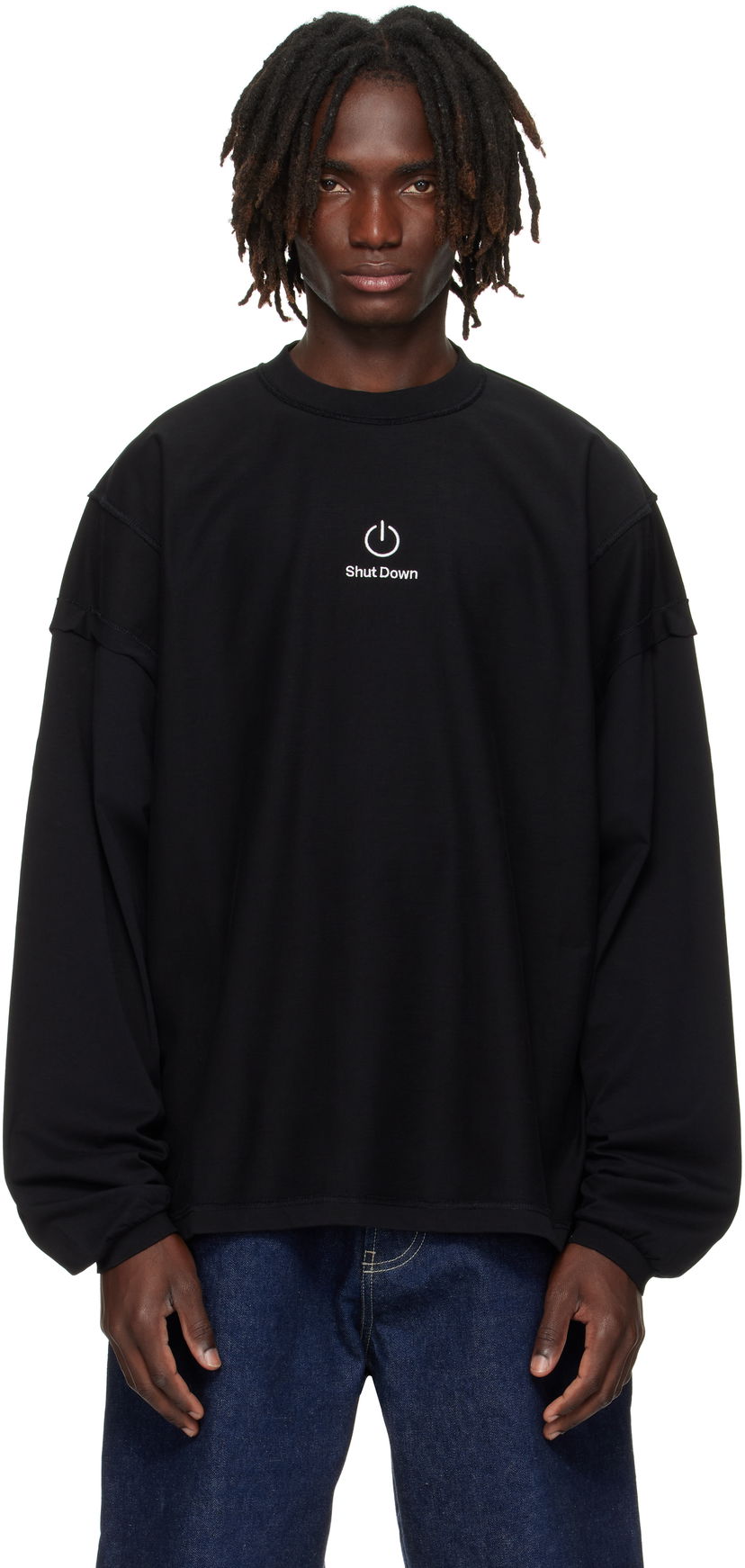 Dukserice VETEMENTS VETEMENTS 'Shut Down' Embroidered Longsleeve Sweatshirt Crna | UH76LS790B