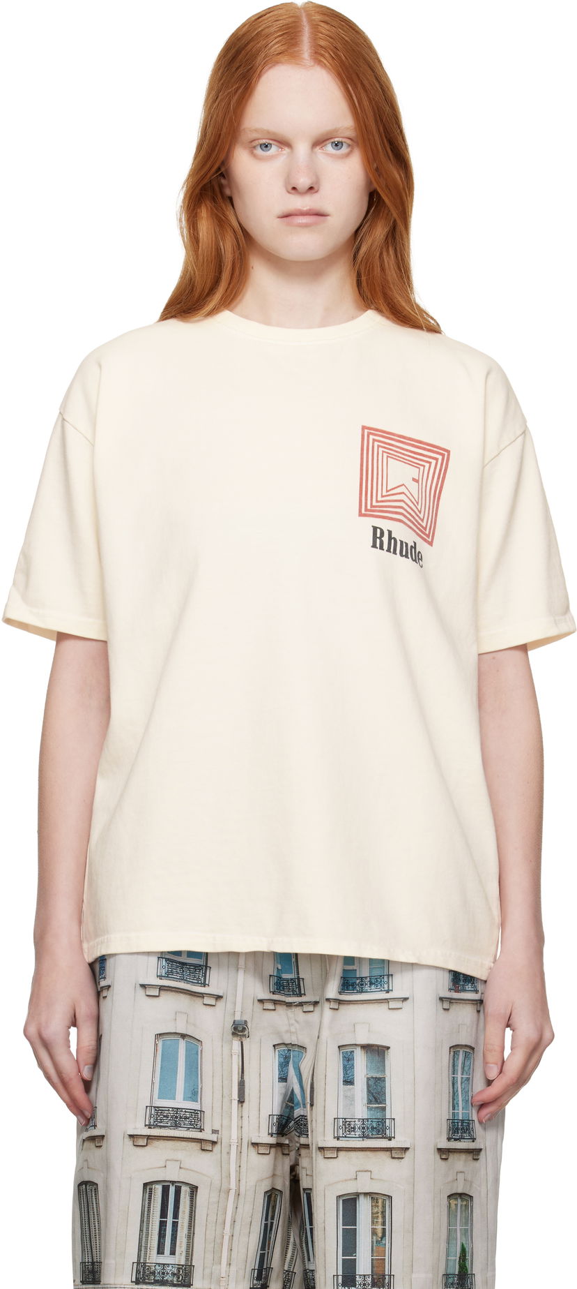 Majica kratkih rukava Rhude Rhude Chevron Logo Repeat T-Shirt Bijela | RHPF25TT03012