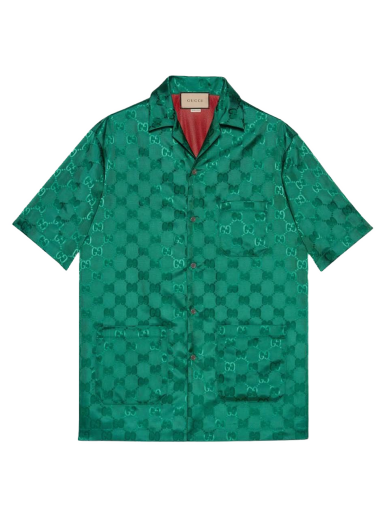 Košulja Gucci GG Canvas Nylon Bowling Shirt Zelena | 673622 ZAEBN 3239