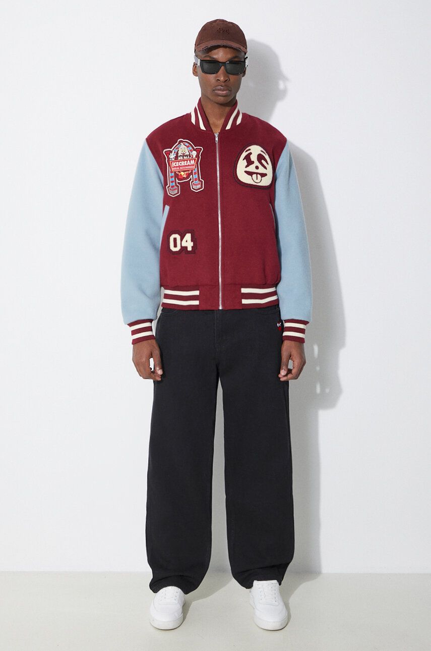 Bomber jakna BBC IceCream ICECREAM Diner Team Varsity Bomber Jacket Tamnocrvena | IC24106, 1