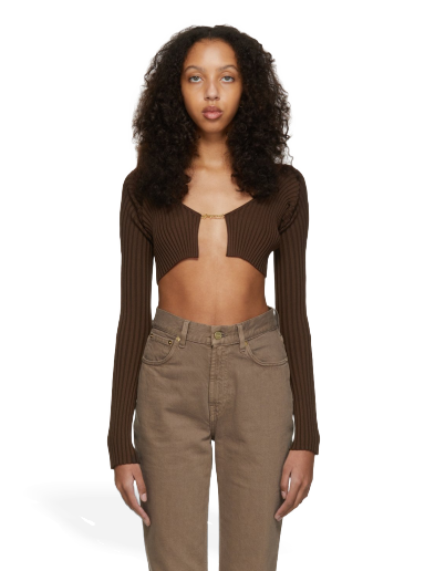 Džemper Jacquemus La Maille Pralù Cropped Cardigan Smeđa | 213KN108-2190