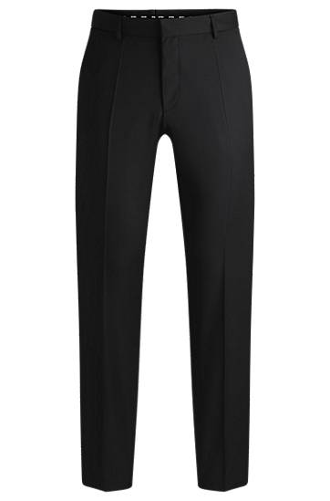 Hlače BOSS Regular-Fit Virgin-Wool Serge Trousers Crna | 50469183