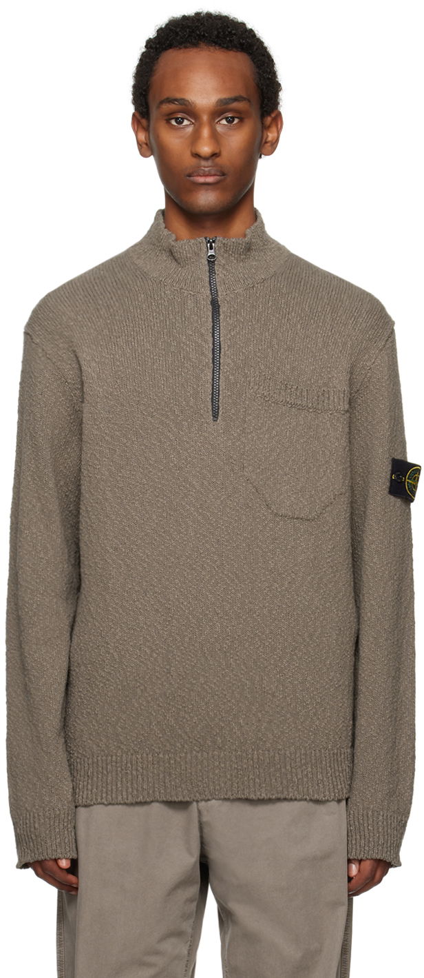 Džemper Stone Island Half-Zip Sweater Smeđa | 8015563B1