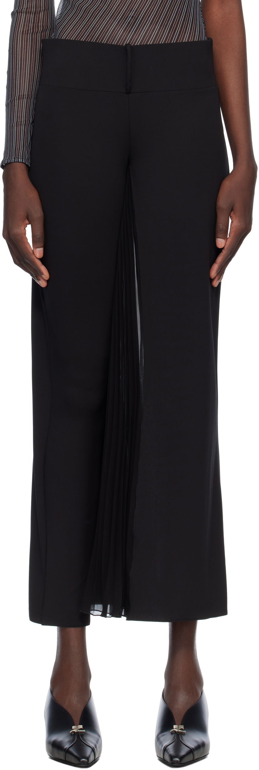 Hlače Courrèges Courrèges Infinity Pleats Jersey Trousers Crna | 225JPA325JS0220