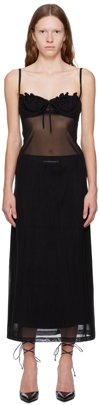 Haljina Y/PROJECT Black Wire Brasier Midi Dress Crna | WTSDRESS70-S25