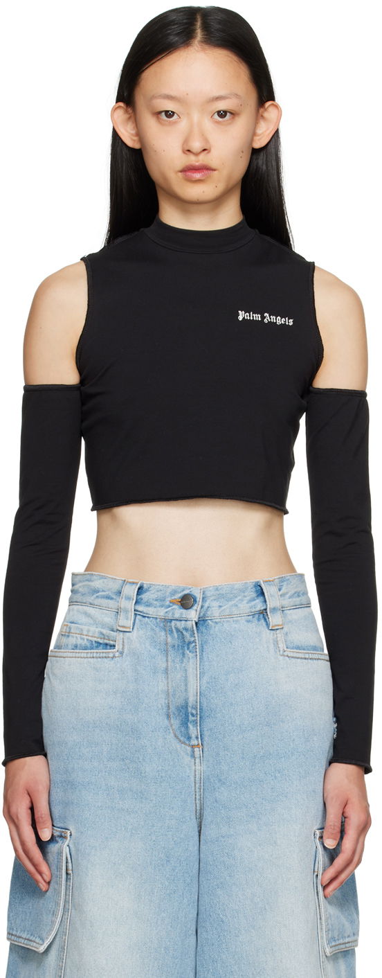 Majica kratkih rukava Palm Angels Black Cutout Long Sleeve Bijela | PWAB029F23FAB0011003