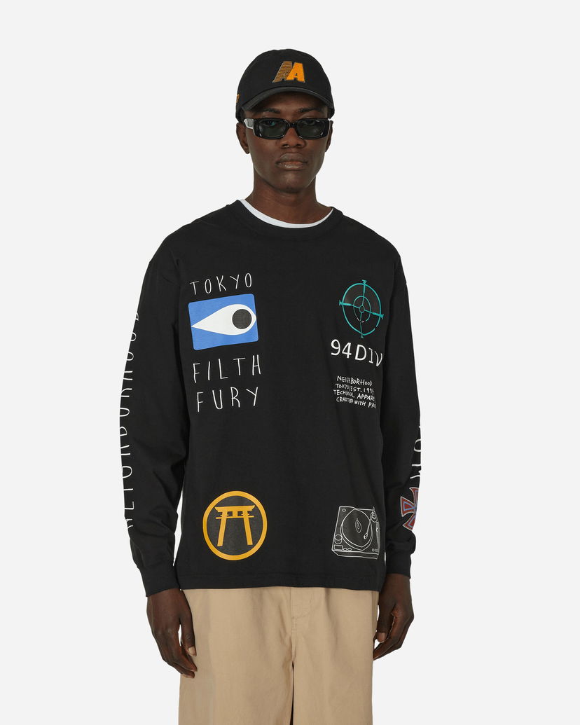 Majica kratkih rukava Neighborhood LS-10 Longsleeve T-Shirt Black Crna | 241PCNH-LT10 BK