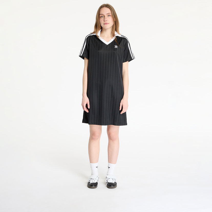 Haljina adidas Originals Adicolor Football Jacquard V-Neck Dress Crna | JD2599