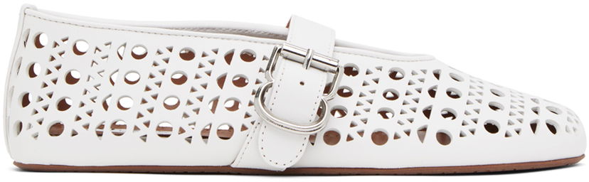 Njega cipela Alaïa ALAÏA Vienne Laser Cut Ballerina Flats Bijela | AA3A029CK216