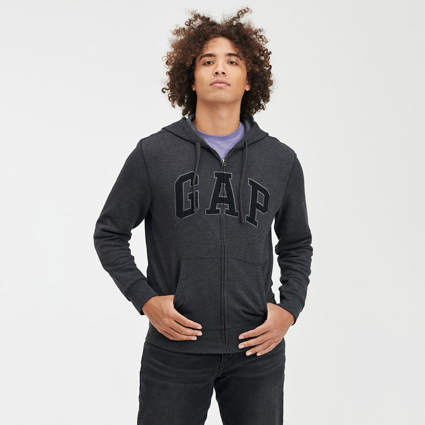 Dukserice GAP Sweatshirt Logo Fullzip Hoodie New Charcoal Grey XS Siva | 738099-00
