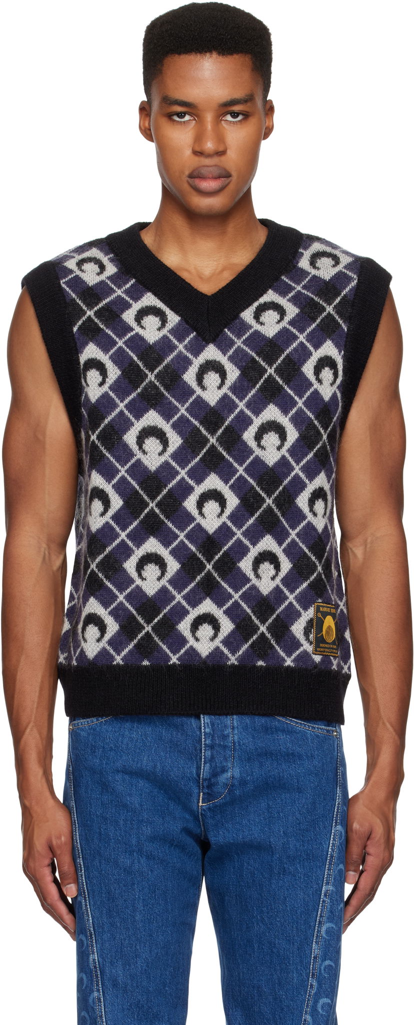 Džemper Marine Serre Argyle Knit Vest Crna | MTK020A CKNI0522