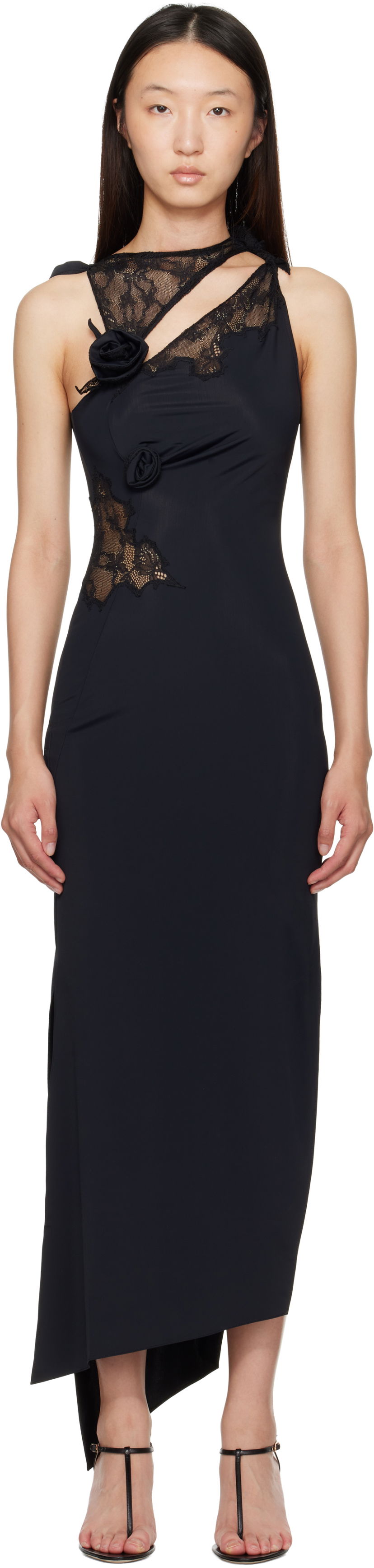 Haljina Coperni Coperni Lace Flower Midi Dress Crna | COPR217F5021